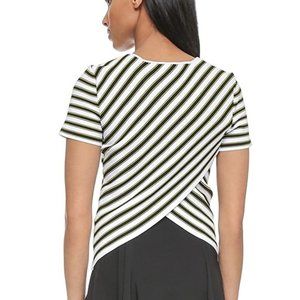 A.L.C. Cross-Over Back Striped Dale Short Sleeve Blouse - Size S